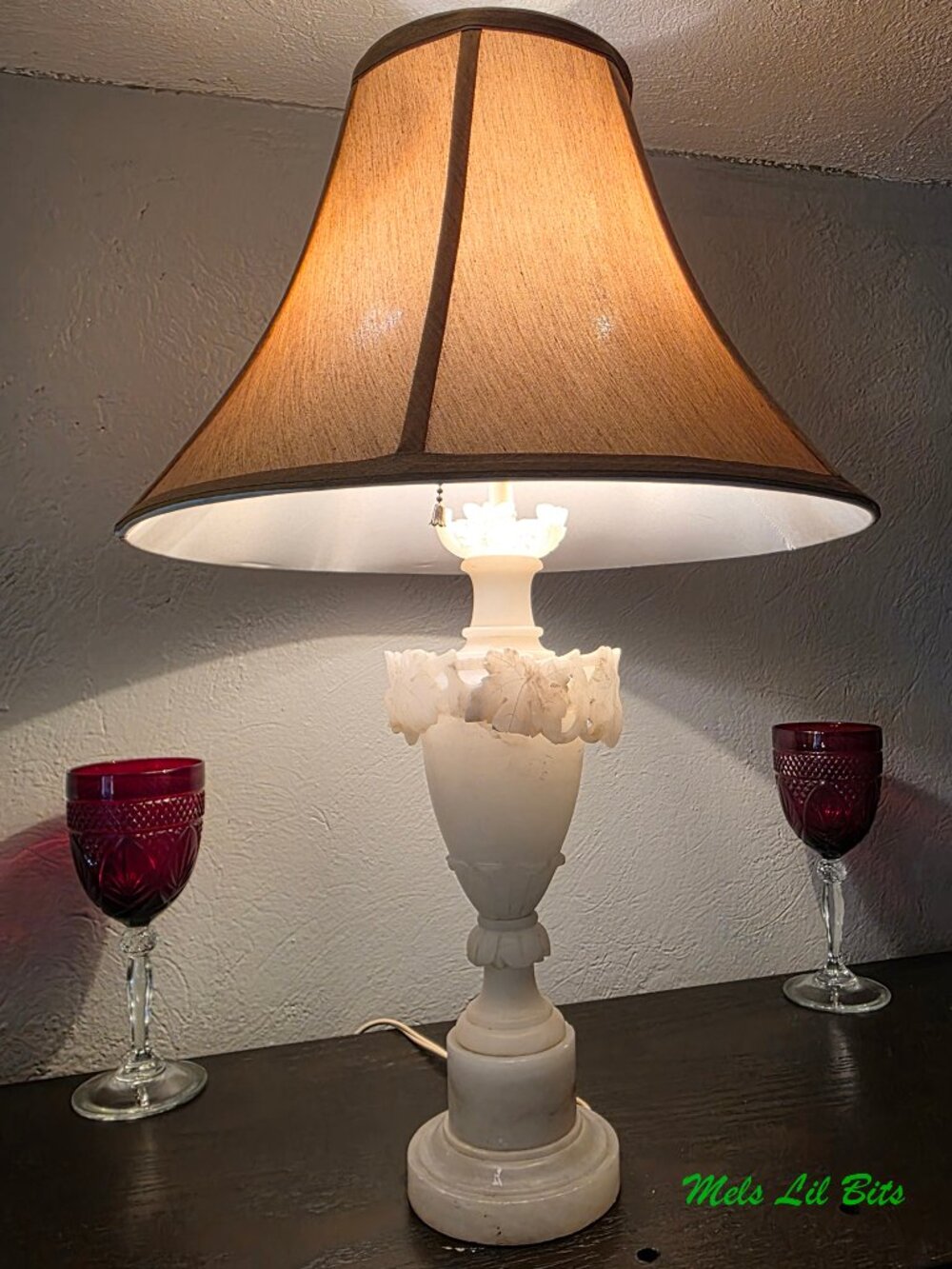 Vintage Italian Neoclassical Carved Alabaster Urn Table Lamp